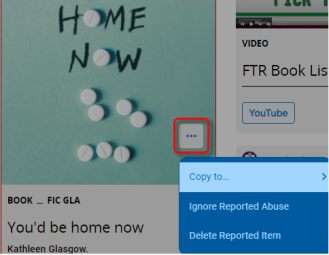 Abusive item with options to Copy to, Ignore, or Delete.